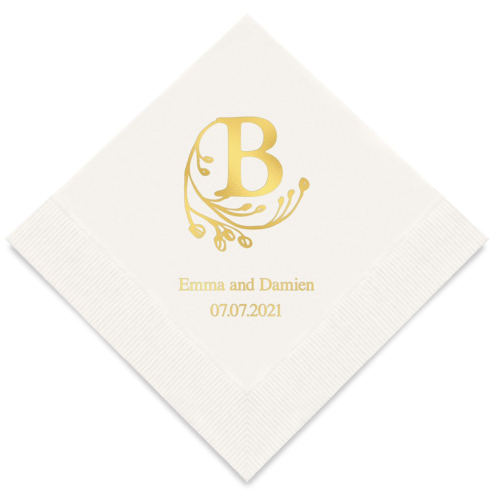 PERSONALIZED FOIL PRINTED PAPER NAPKINS - Modern Fairy Tale Initial
(50/pkg)