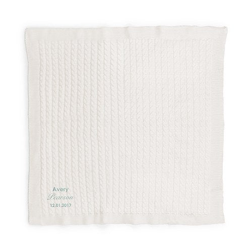 PERSONALIZED COTTON CABLE KNIT BABY BLANKET - SCRIPT - AyaZay Wedding Shoppe