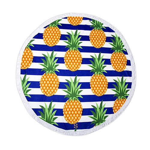 PINEAPPLE & STRIPES ROUND BEACH TOWEL - AyaZay Wedding Shoppe