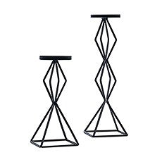 BLACK GEO PILLAR CANDLE HOLDER - SET OF 2 - AyaZay Wedding Shoppe
