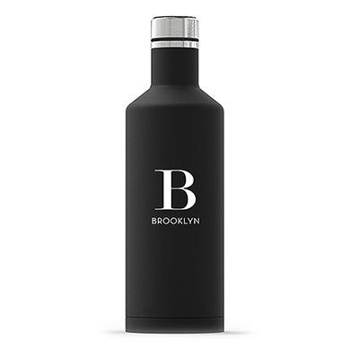 TIMES SQUARE TRAVEL BOTTLE - MATTE BLACK - MODERN SERIF INITIAL PRINTING - AyaZay Wedding Shoppe