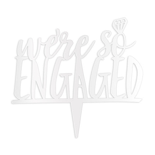 We're So Engaged Acrylic Cake Topper - White - AyaZay Wedding Shoppe