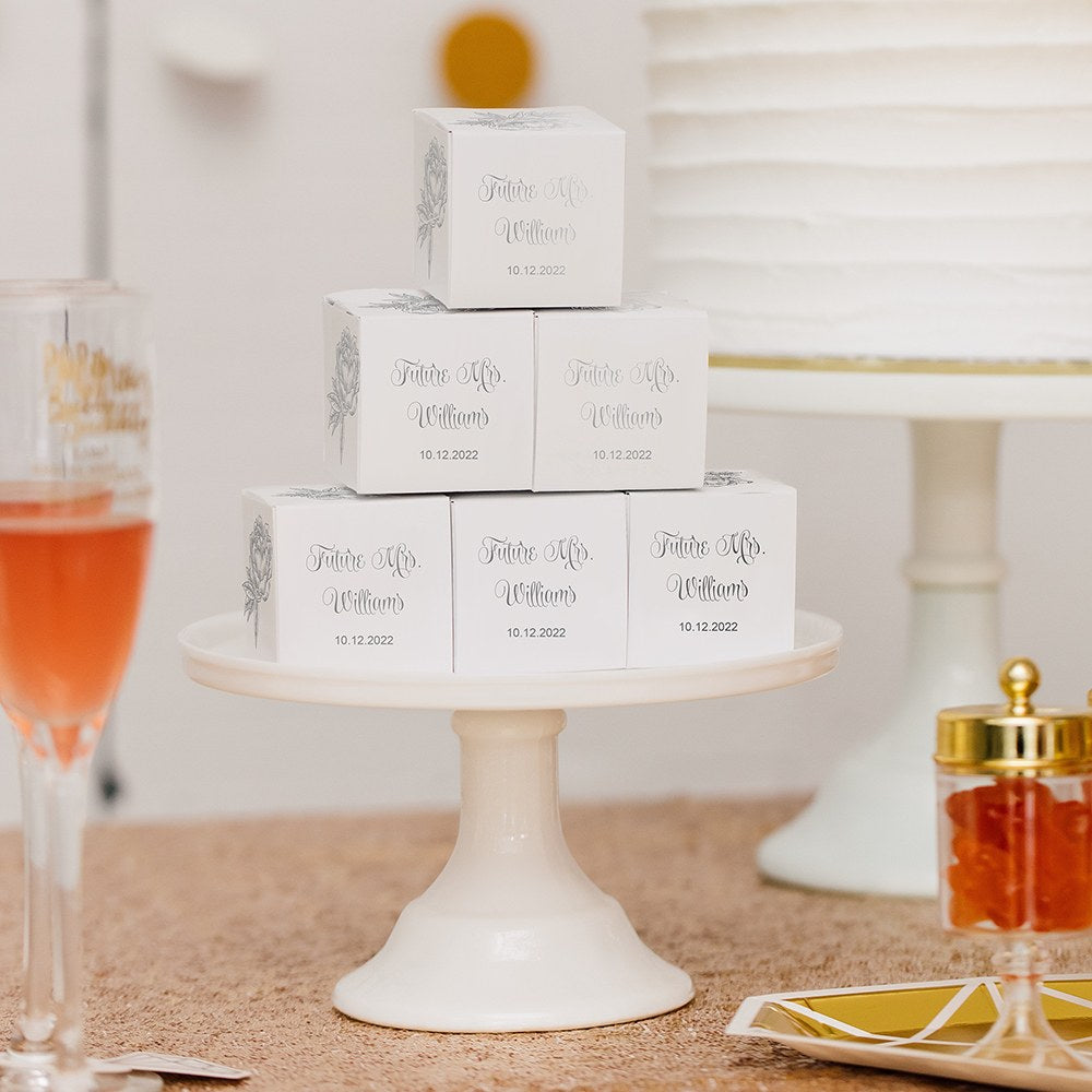 MINI CUSTOM PRINTED SQUARE PAPER FAVOR BOXES - MODERN FLORAL - AyaZay Wedding Shoppe