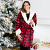 WOMEN'S PERSONALIZED EMBROIDERED FLUFFY PLUSH ROBE WITH HOOD - BUFFALO PLAID - AyaZay Wedding Shoppe