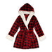 WOMEN'S PERSONALIZED EMBROIDERED FLUFFY PLUSH ROBE WITH HOOD - BUFFALO PLAID - AyaZay Wedding Shoppe