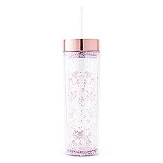 PLASTIC DRINK TUMBLER - ROSE GOLD SPARKLE - AyaZay Wedding Shoppe