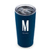 PERSONALIZED STAINLESS STEEL INSULATED NAVY BLUE TRAVEL MUG - SANS SERIF MONOGRAM PRINT - AyaZay Wedding Shoppe