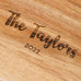PERSONALIZED WOODEN CUTTING & SERVING BOARD WITH WHITE HANDLE  -  RETRO SCRIPT - AyaZay Wedding Shoppe