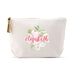 LARGE PERSONALIZED CANVAS MAKEUP & TOILETRY BAG FOR  WOMEN - FLORAL GARDEN - AyaZay Wedding Shoppe