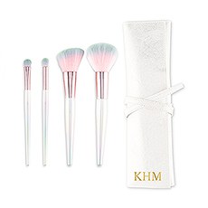 PERSONALIZED MAKEUP BRUSH SET & TRAVEL POUCH  - IRIDESCENT UNICORN - AyaZay Wedding Shoppe