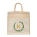 PERSONALIZED WOVEN JUTE MEDIUM TOTE BAG WITH POCKET -  LOVE WREATH MONOGRAM - AyaZay Wedding Shoppe