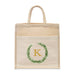 PERSONALIZED WOVEN JUTE MEDIUM TOTE BAG WITH POCKET -  LOVE WREATH MONOGRAM - AyaZay Wedding Shoppe