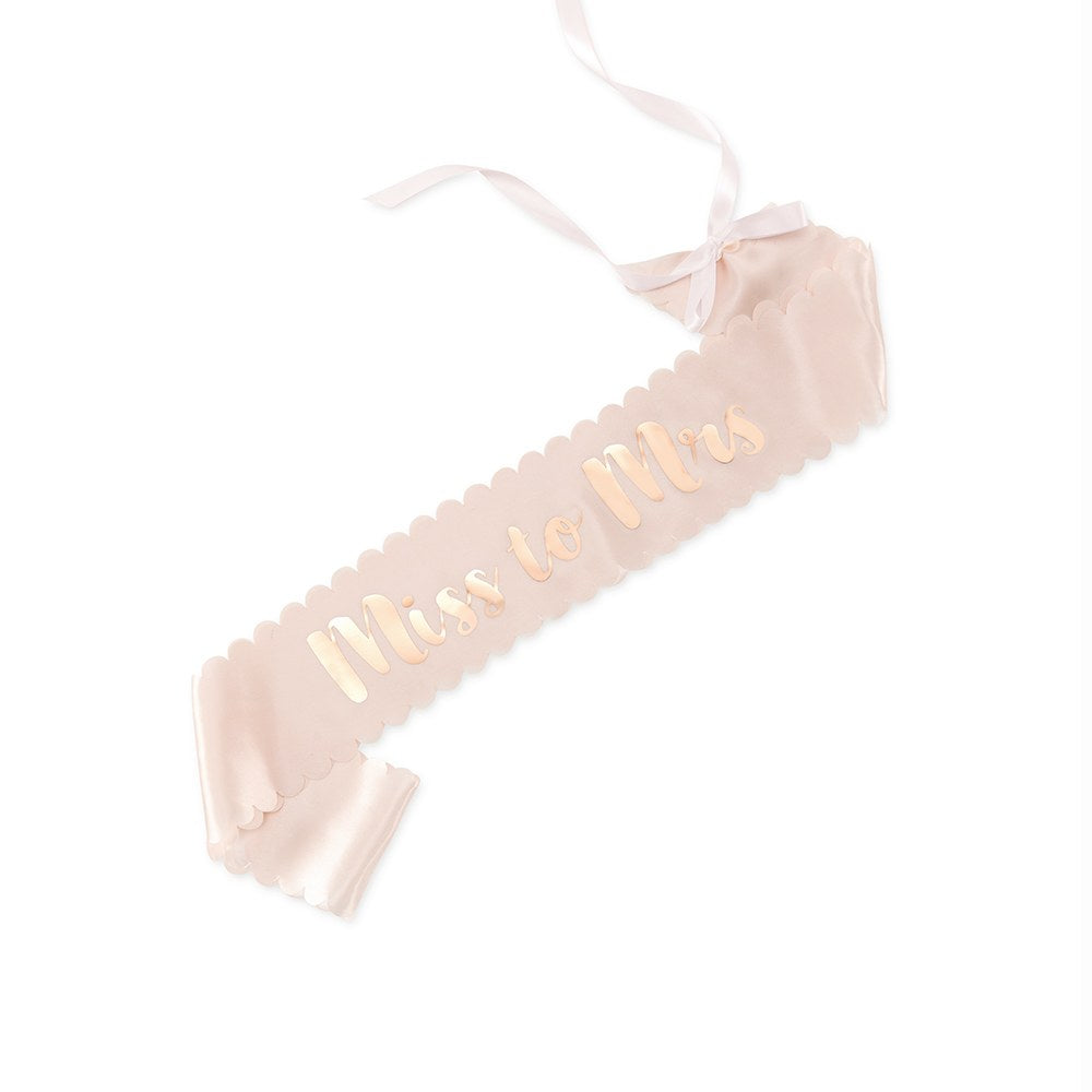 BLUSH PINK & ROSE GOLD SATIN BACHELORETTE PARTY SASH - MISS TO MRS - AyaZay Wedding Shoppe