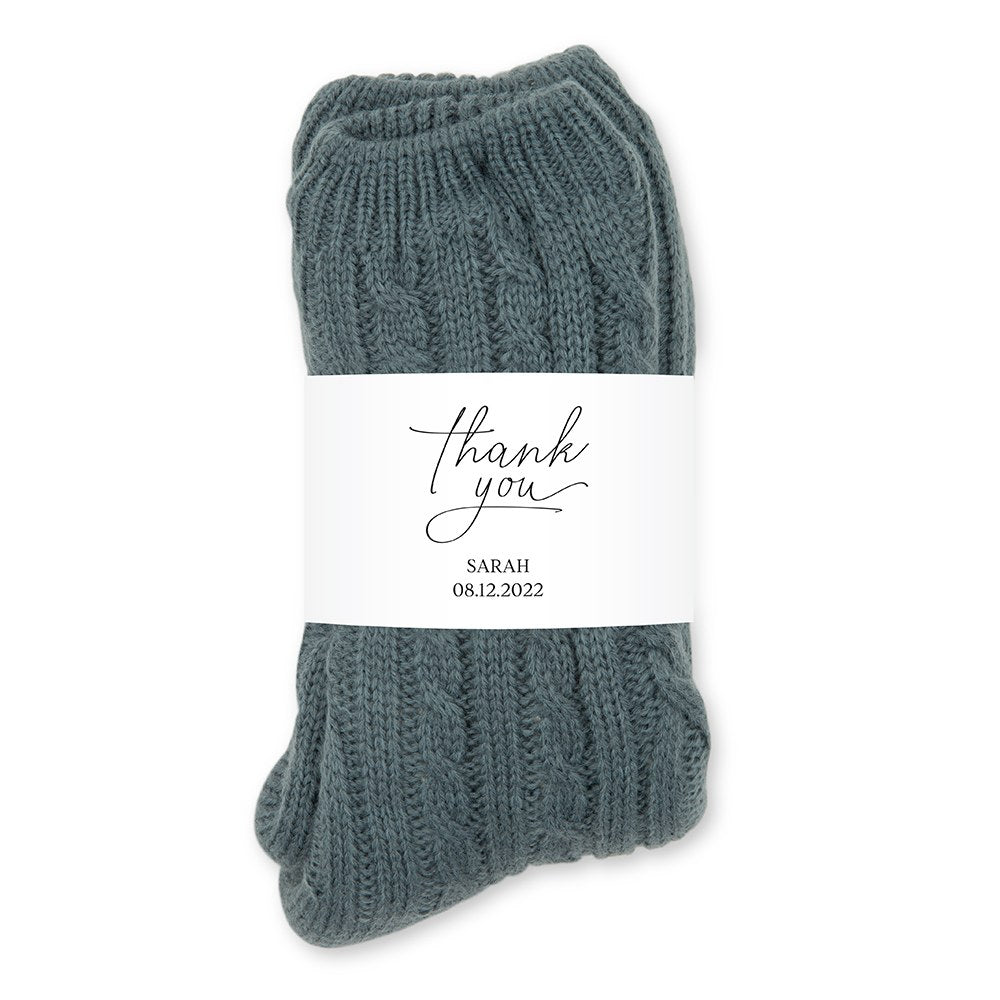 COZY SHERPA LINED CABLE KNIT SLIPPER SOCKS - THANK YOU WRAP - AyaZay Wedding Shoppe