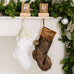 CUSTOM PRINTED PLUSH FAUX FUR CHRISTMAS STOCKING - TRADITIONAL MONOGRAM TEXT - AyaZay Wedding Shoppe
