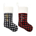 CUSTOM PRINTED PLUSH BUFFALO PLAID CHRISTMAS STOCKING - VERTICAL SCRIPT FONT - AyaZay Wedding Shoppe