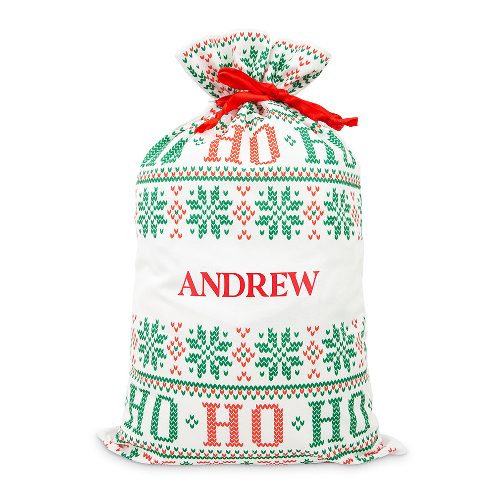 LARGE PERSONALIZED DRAWSTRING SANTA SACK FOR GIFTS -  HO HO HO - AyaZay Wedding Shoppe