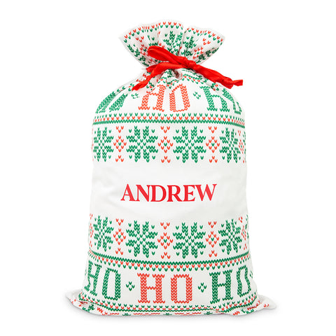 LARGE PERSONALIZED DRAWSTRING SANTA SACK FOR GIFTS -  HO HO HO - AyaZay Wedding Shoppe