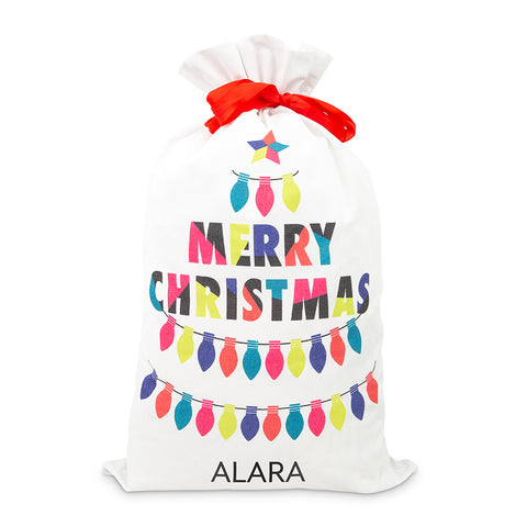 LARGE PERSONALIZED DRAWSTRING SANTA SACK FOR GIFTS -  MERRY CHRISTMAS - AyaZay Wedding Shoppe
