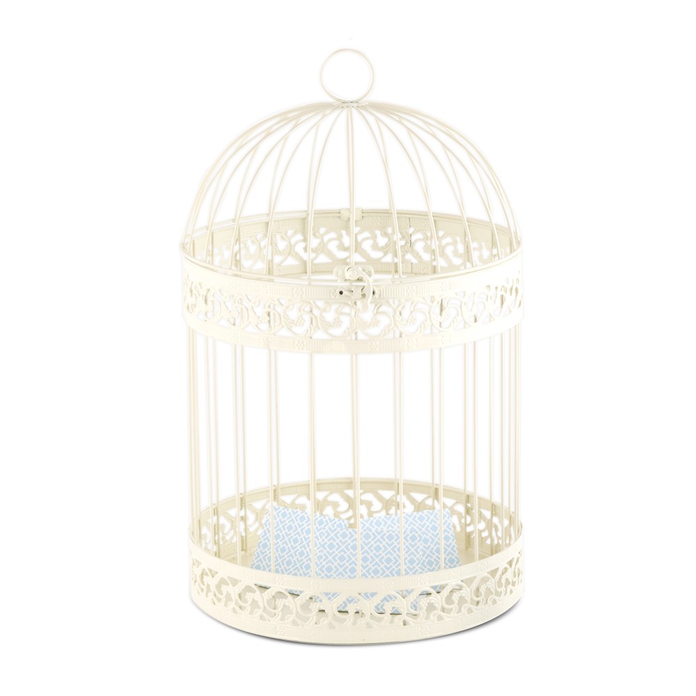 CLASSIC ROUND DECORATIVE BIRDCAGE IN IVORY - AyaZay Wedding Shoppe