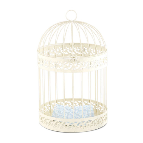 CLASSIC ROUND DECORATIVE BIRDCAGE IN IVORY - AyaZay Wedding Shoppe