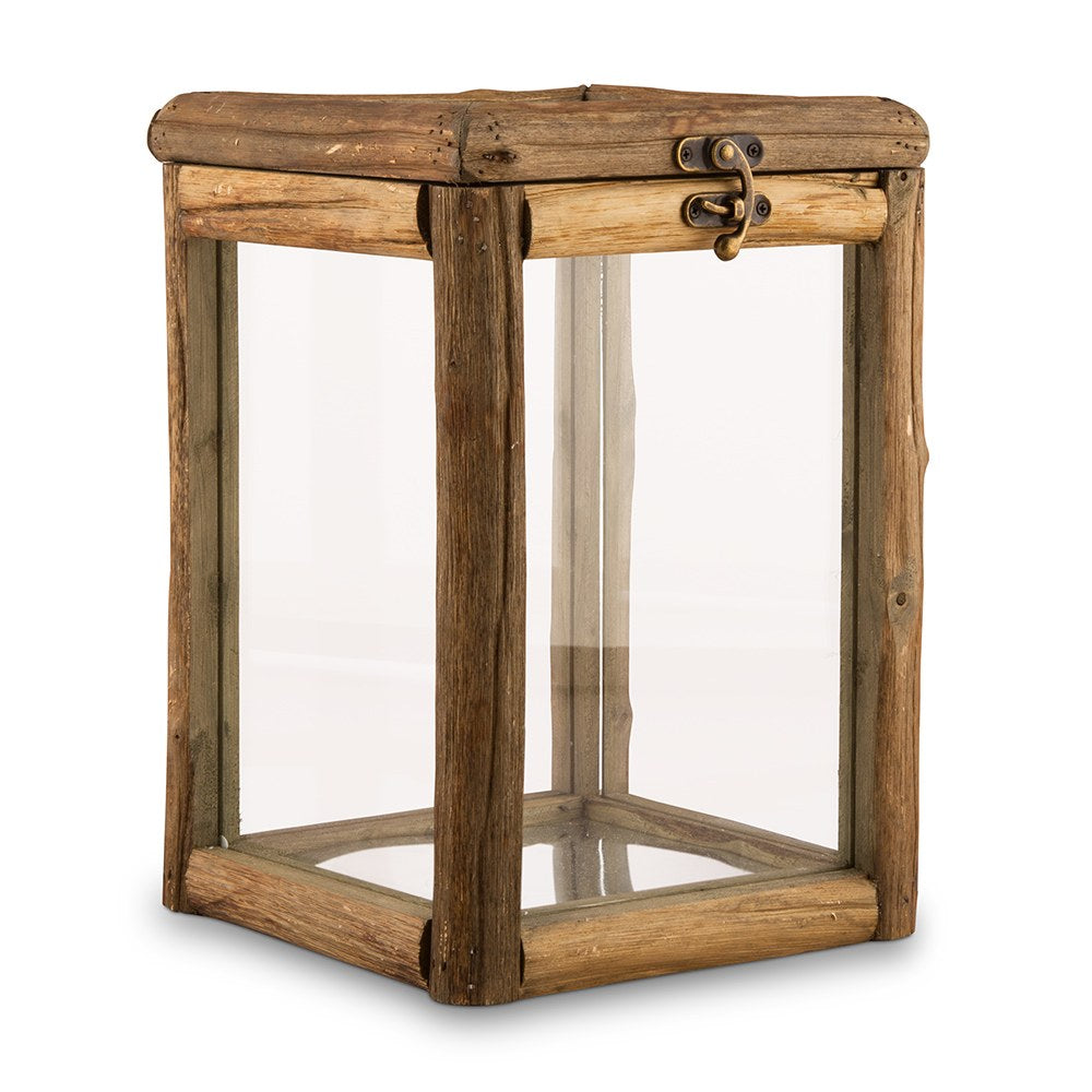 RUSTIC WOOD & GLASS BOX WITH HINGED LID - AyaZay Wedding Shoppe