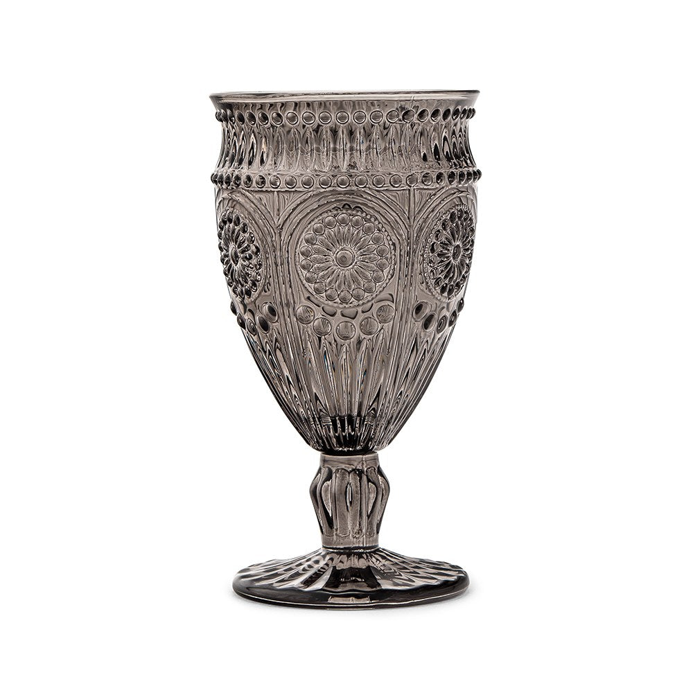 Vintage Style Pressed Glass Goblet - Black - AyaZay Wedding Shoppe