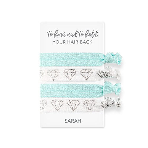 CUSTOM WOMEN'S BLUE PRINTED ELASTIC HAIR TIES - TO HAVE AND TO HOLD YOUR HAIR BACK - AyaZay Wedding Shoppe