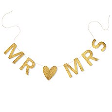 MR. & MRS. GOLD GLITTER WEDDING BANNER - AyaZay Wedding Shoppe