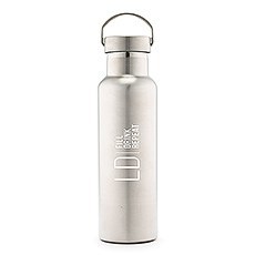 PERSONALIZED CHROME WATER BOTTLE WITH HANDLE - MODERN LOGO PRINT - AyaZay Wedding Shoppe