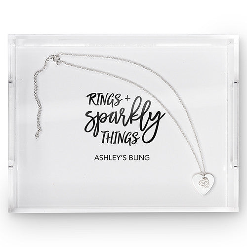 RECTANGULAR ACRYLIC TRAY - RINGS + SPARKLY THINGS PRINTING - AyaZay Wedding Shoppe