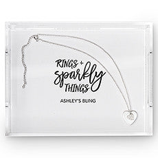 RECTANGULAR ACRYLIC TRAY - RINGS + SPARKLY THINGS PRINTING - AyaZay Wedding Shoppe