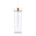 GOLD PERSONALIZED PLASTIC DRINK TUMBLER - CONTEMPORARY VERTICAL LINE PRINTING - AyaZay Wedding Shoppe