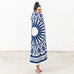 PERSONALIZED ROUND BEACH TOWEL - BLUE & WHITE MANDELA PATTERN