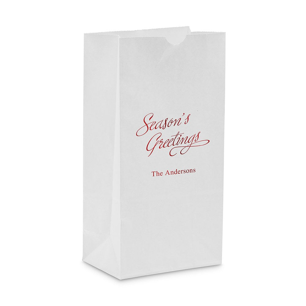SEASON'S GREETINGS BLOCK BOTTOM GUSSET PAPER GOODIE BAGS - AyaZay Wedding Shoppe