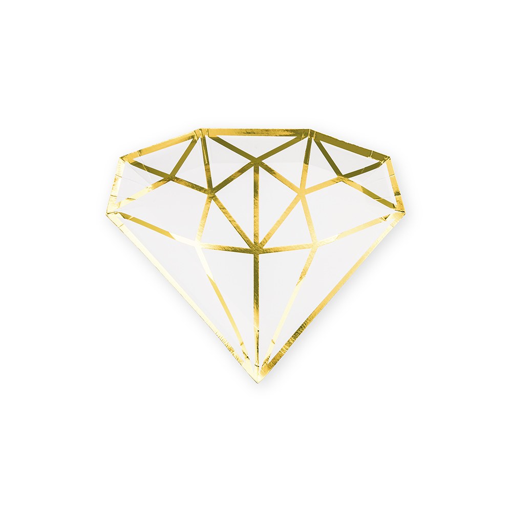 SMALL DIAMOND DISPOSABLE PAPER PARTY PLATES - GOLD (8/pkg) - AyaZay Wedding Shoppe