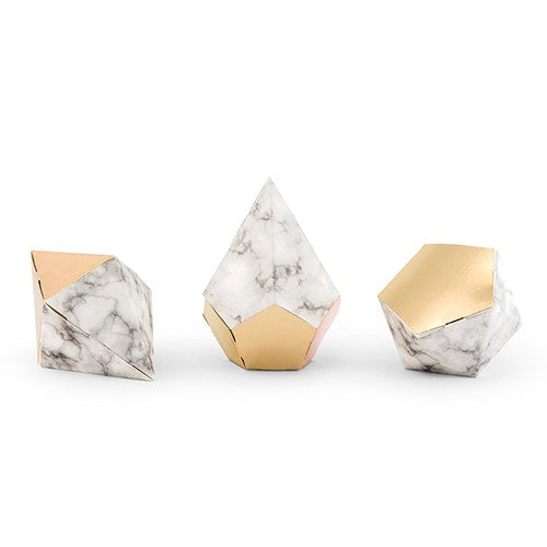 MODERN GEOMETRIC MARBLE & GOLD PARTY FAVOUR BOXES (12/pkg) - AyaZay Wedding Shoppe