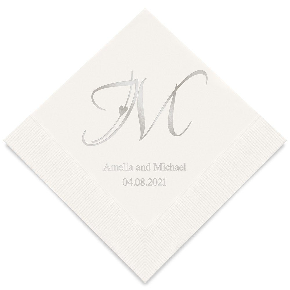 PERSONALIZED FOIL PRINTED PAPER NAPKINS - Decorative Initial Monogram
(50/pkg)