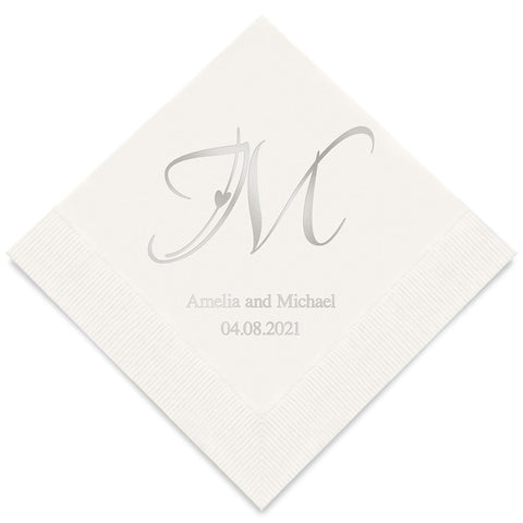 PERSONALIZED FOIL PRINTED PAPER NAPKINS - Decorative Initial Monogram
(50/pkg)