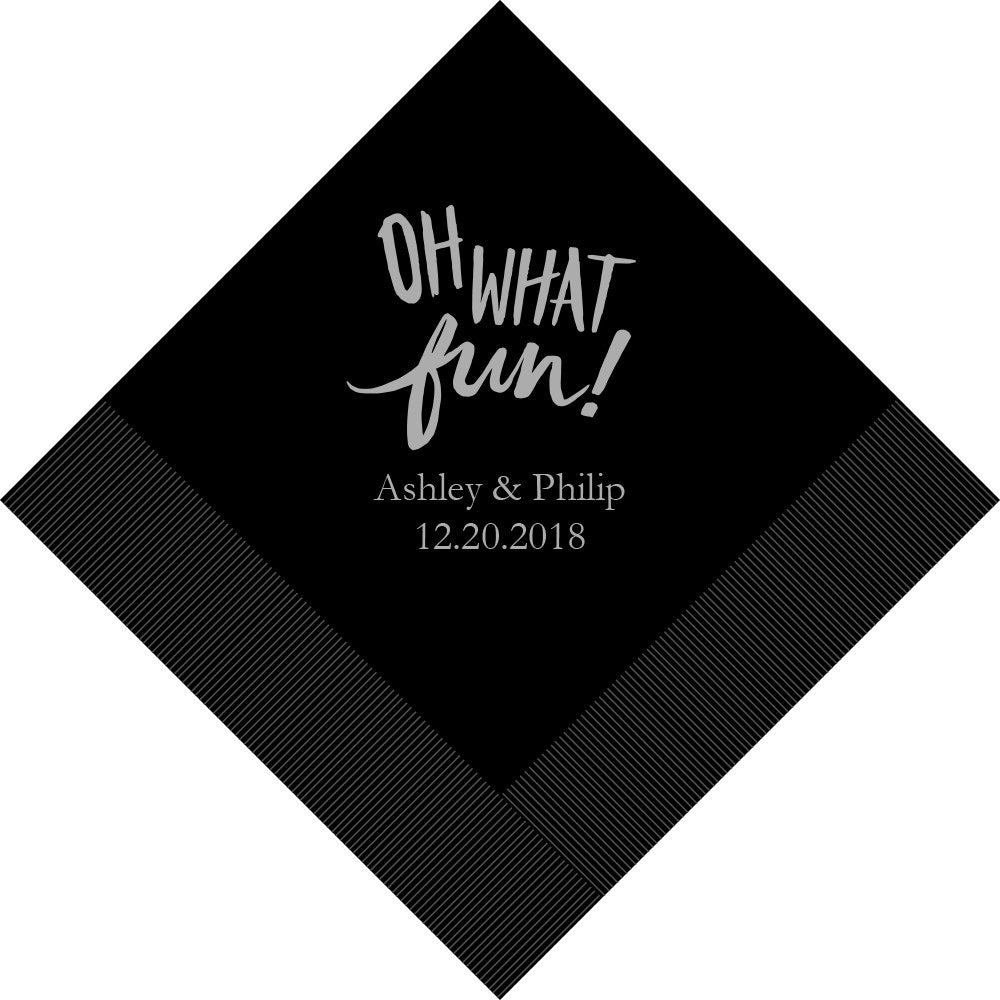 PERSONALIZED FOIL PRINTED PAPER NAPKINS - Oh What Fun!

(50/pkg) - AyaZay Wedding Shoppe
