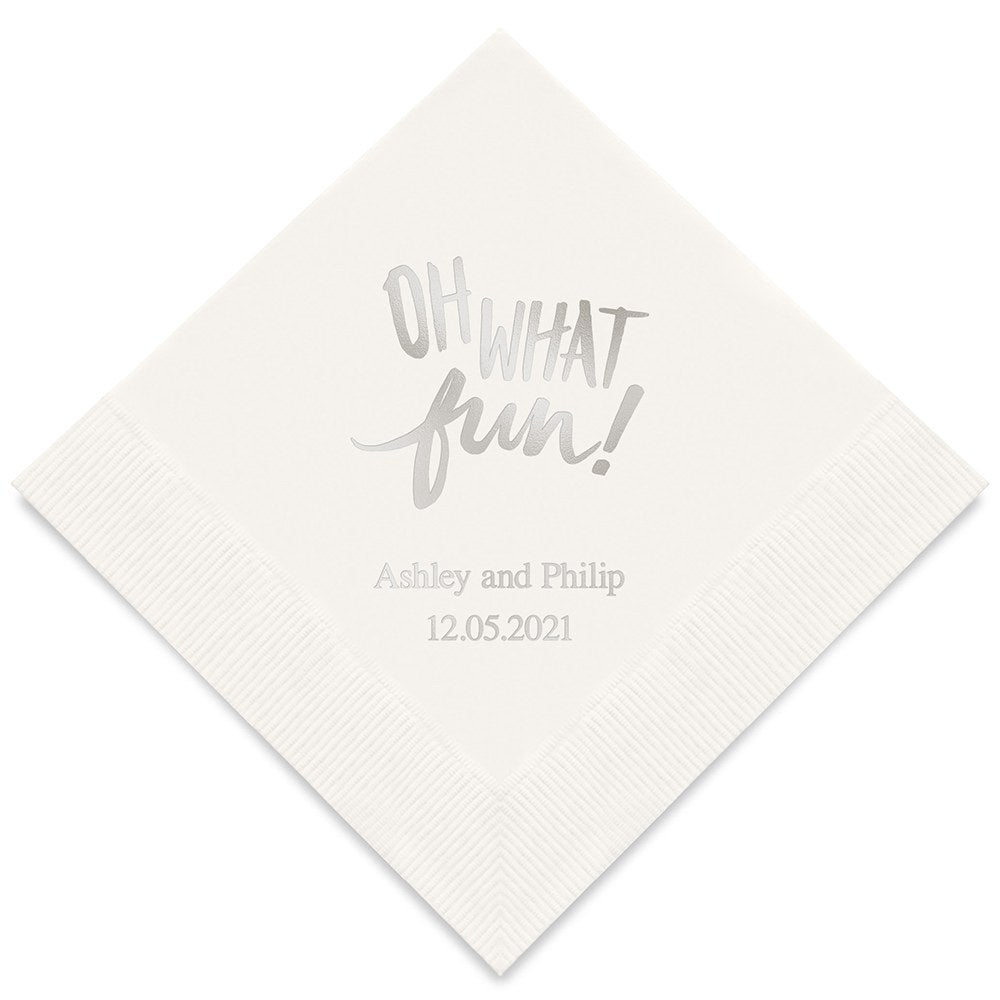 PERSONALIZED FOIL PRINTED PAPER NAPKINS - Oh What Fun!

(50/pkg) - AyaZay Wedding Shoppe