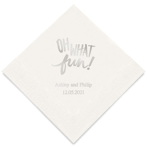 PERSONALIZED FOIL PRINTED PAPER NAPKINS - Oh What Fun!

(50/pkg) - AyaZay Wedding Shoppe