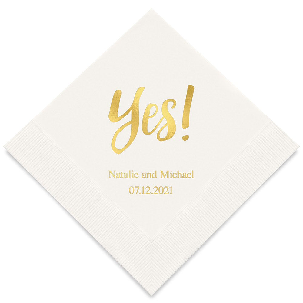 PERSONALIZED FOIL PRINTED PAPER NAPKINS - Yes!
(50/pkg) - AyaZay Wedding Shoppe