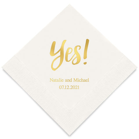 PERSONALIZED FOIL PRINTED PAPER NAPKINS - Yes!
(50/pkg) - AyaZay Wedding Shoppe
