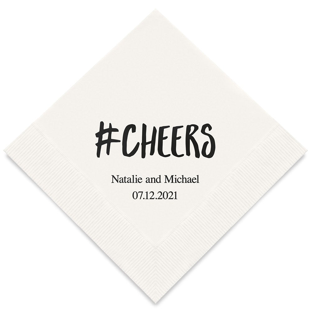 PERSONALIZED FOIL PRINTED PAPER NAPKINS - Hashtag Cheers
(50/pkg) - AyaZay Wedding Shoppe