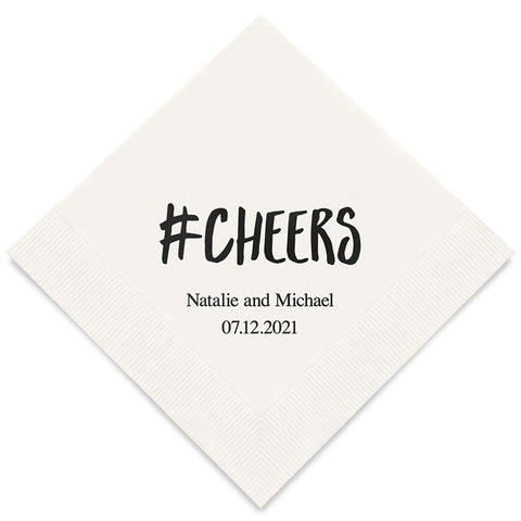 PERSONALIZED FOIL PRINTED PAPER NAPKINS - Hashtag Cheers
(50/pkg) - AyaZay Wedding Shoppe