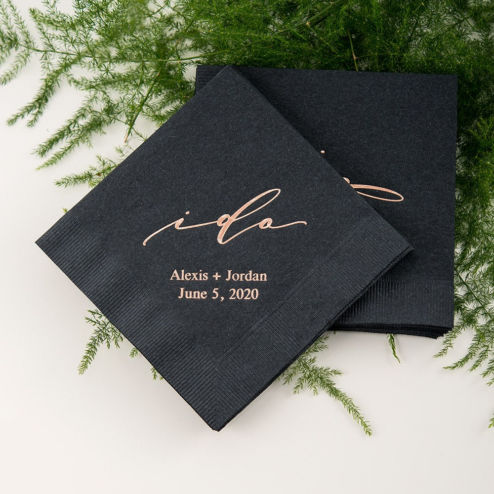 PERSONALIZED FOIL PRINTED PAPER NAPKINS - I Do
(50/pkg) - AyaZay Wedding Shoppe