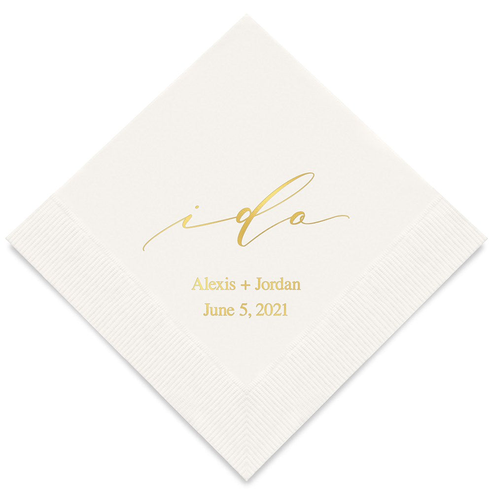 PERSONALIZED FOIL PRINTED PAPER NAPKINS - I Do
(50/pkg) - AyaZay Wedding Shoppe