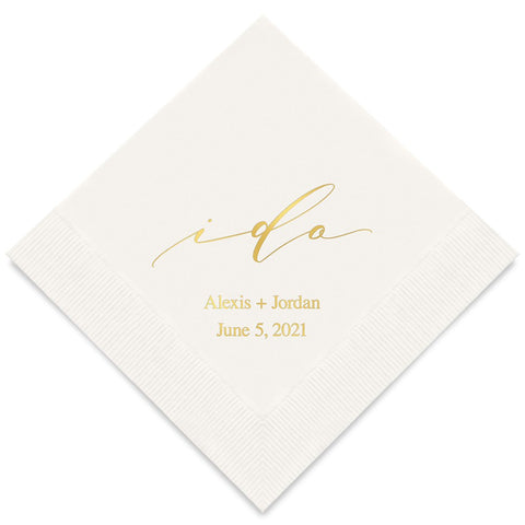 PERSONALIZED FOIL PRINTED PAPER NAPKINS - I Do
(50/pkg) - AyaZay Wedding Shoppe