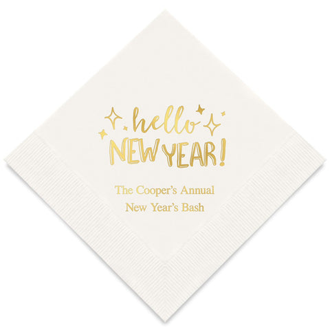 HELLO NEW YEAR PRINTED NAPKINS (50/pkg)